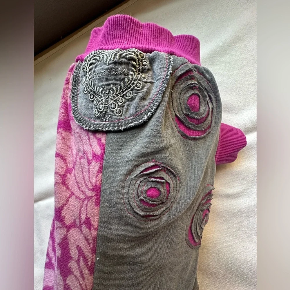 Upcycled Dog Sweater | Medium | Pink & Gray | One-of-a-Kind